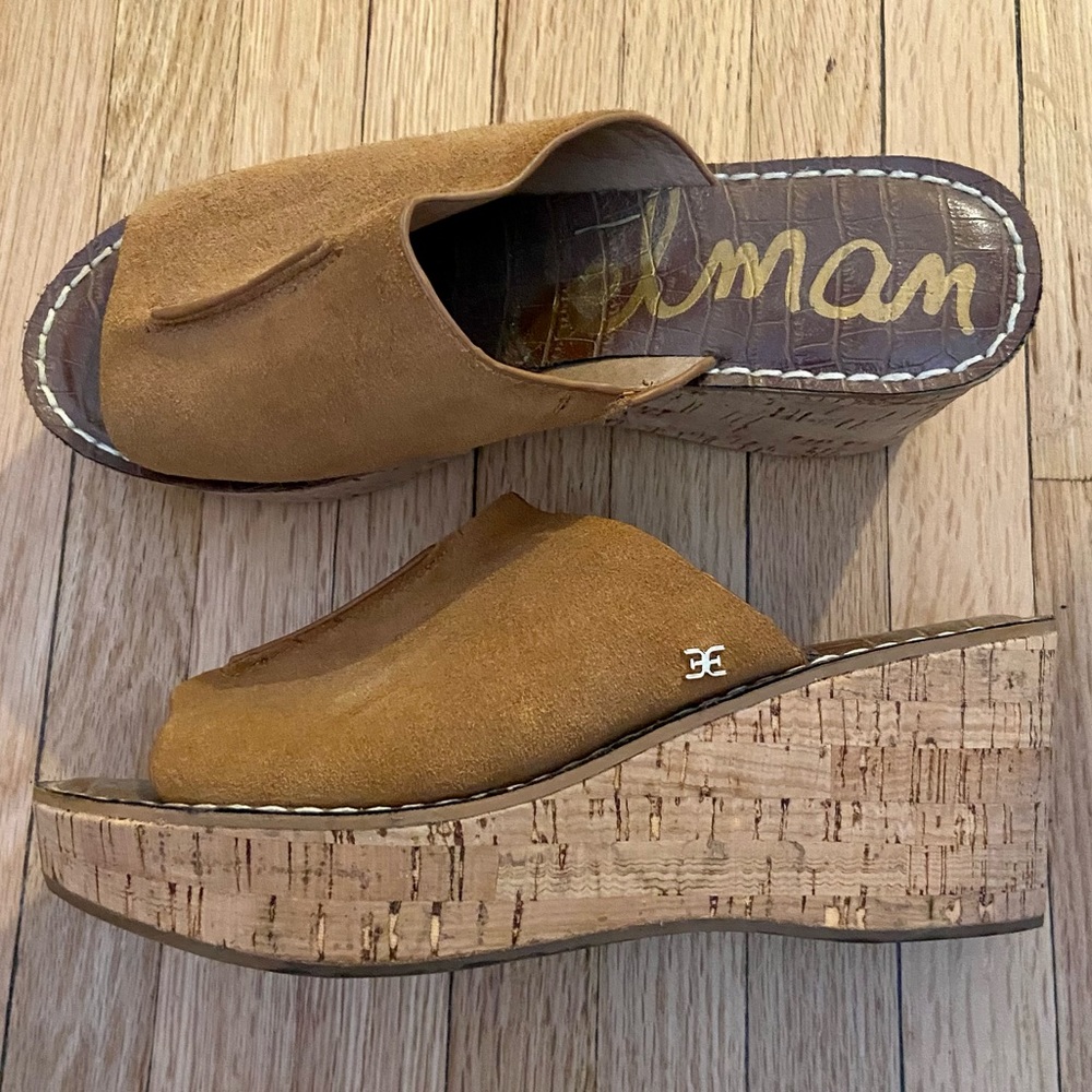 Sam Edelman Fawn Suede & Cork Platform Wedge Sandals